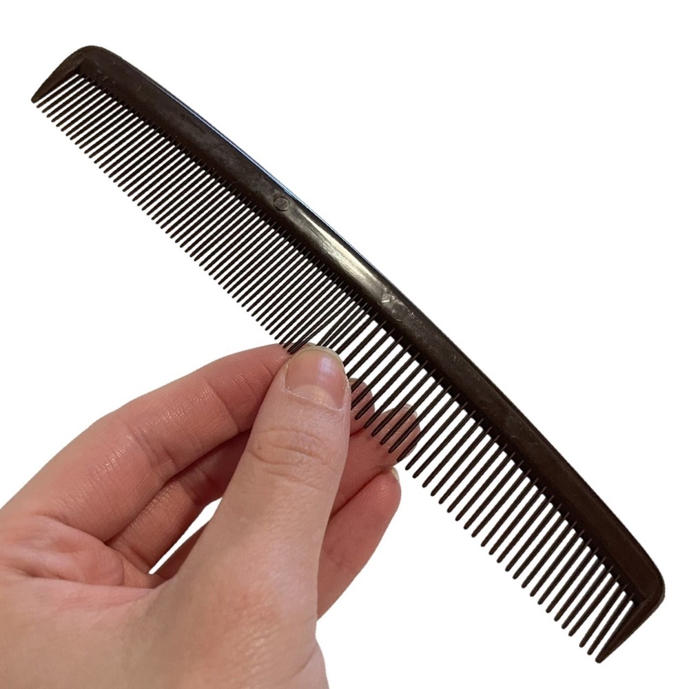 Vintage Dark Brown Plastic Hair Comb Made‎ in USA Wide Purse Pocket Unbreakable